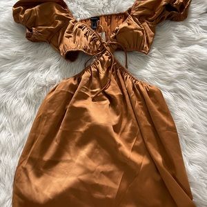 Puff sleeve mini cut out dress